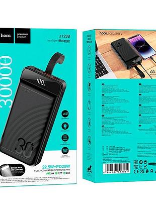 Умб power bank hoco j123b element 30000 mah входы type-c, micro-usb и lightning,3usb-a и type-c выходы,led