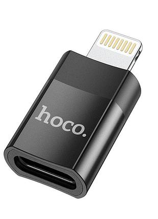 Переходник hoco ua17 ip male to type-c female usb2.0 adapter цвет черный