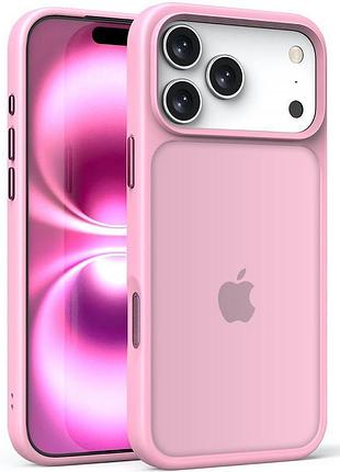 Накладка-чохол metal buttons для apple iphone 17 pro max (айфон 17 про макс) прозоро-матовий, з металевими кнопками pink