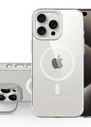 Противоударный чехол tpu space case apex с magsafe для apple iphone 16 pro max прозрачный (silver)