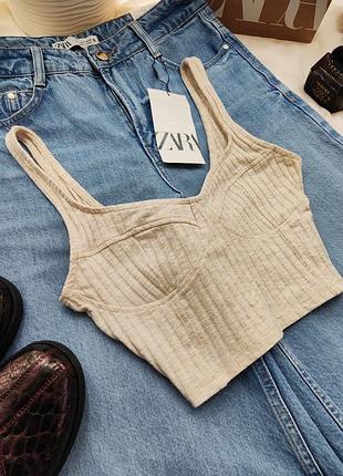 Оригинальный топ в рубчик с чашками от h&amp;m.