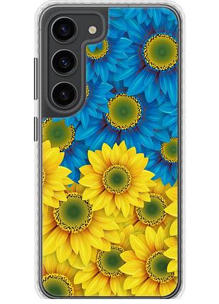 Чехол bumper патриотический на телефон samsung galaxy s23 жёлто-голубые цветы "1048pc-2907-58250"