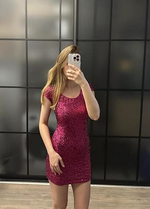 Сукня міні в паєтку від h&m