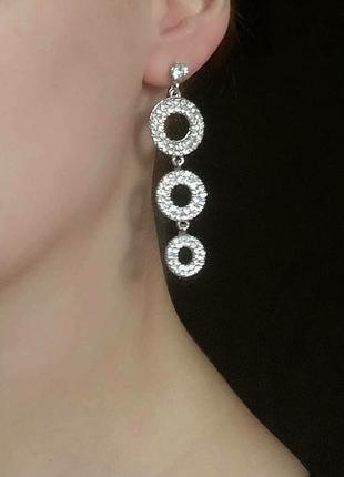 Серьги серебро вечерние сережки
