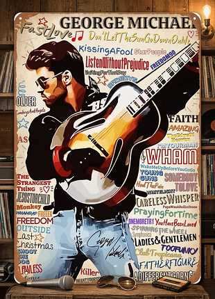 Металлическая винтажная табличка джордж майкл george michael 14х20 см