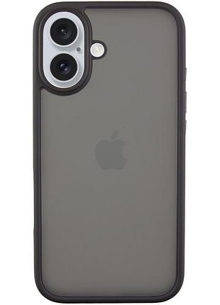 Накладка-чехол metal buttons для apple iphone 16 (айфон 16) прозрачно-матовый, с металлическими кнопками black