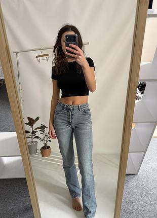 Джинси жіночі світло блакитні прямі з середньою посадкою zara денім такі як levis levi’s базові повсякденні штани розмір s-m