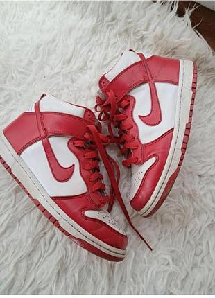 Оригинальные nike dunk high "university red" - размер 38.5 (24 см)