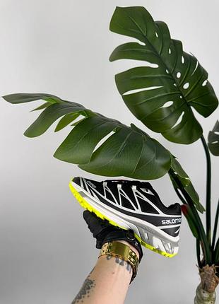 Женские кроссовки salomon xt-6 black white lime