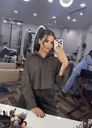 Шоколадний теплий костюм піджак + шорти, wearme