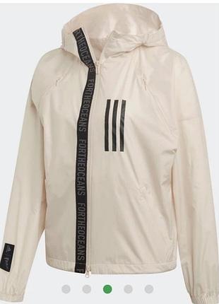 Спортивна вітрівка з капюшоном жіноча adidas dx7944 s бежева (4061619509830)