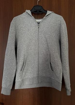 Зіп худі h&m дитяче сіре 146-152, бавовна з утеплювачем