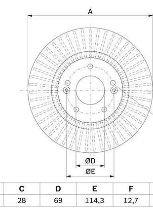 Диск гальмівний передній bosch (0986479f19)