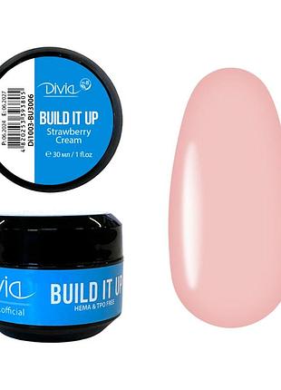 Рідкий гель для нігтів divia build it up, bu3006 - strawberry cream, di1003, 30ml