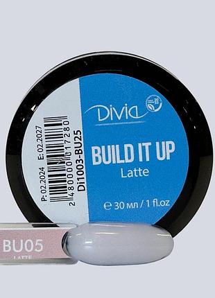 Рідкий гель для нігтів divia build it up, bu25 - latte, di1003, 30ml