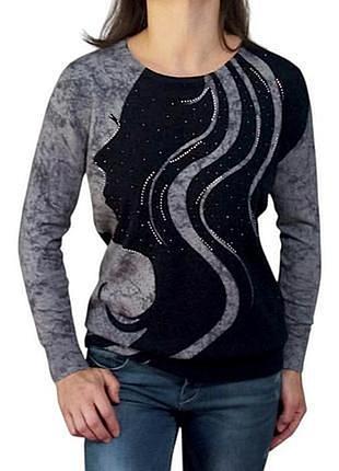 Свитер женский amo&amp;roma джемпер с арт-принтом l xl