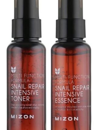 Лот: эссенция и восстанавливающий тонер для лица mizon snail repair intensive essence с муцином улитки и аденозином