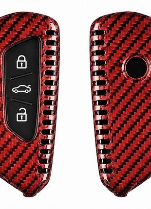 Карбоновый чехол для ключа t-carbon skoda kamiq scala fabia enyaq kodiaq rapid superb karoq octavia красный