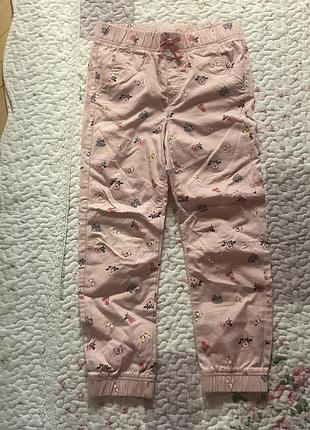 H&m брюки з квіточками рожевого кольору