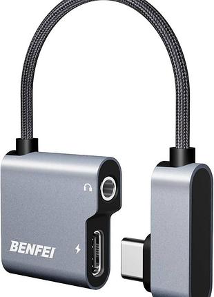 Адаптер benfei usb-c на аудіороз'єм зі швидким заряджанням 60 вт