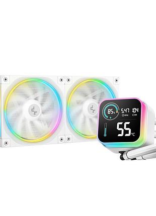Система водяного охолодження deepcool lq240 білий з вентиляторами 120 мм 240 мм (r-lq240-whdsmc-g-1)