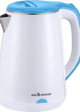 Электрочайник seabreeze sb-017, пластиковый корпус, 1.8 л, 1500 вт, белый