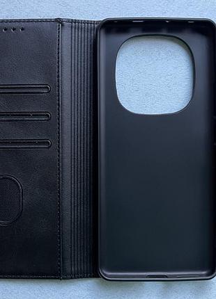 Redmi note 14 pro 5g чехол-книжка wave fold case чёрный высококачественная искусственная кожа слоты для карт