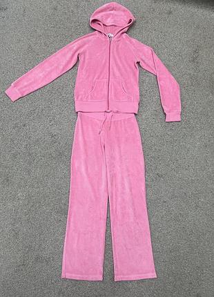 Спортивный прогулочный велюровый костюм стразы brody co juicy couture 12-14 л xxs-xs 152-155 см