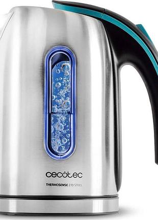 Электрочайник из стали cecotec thermosense 270 steel, объем 1.7 л, 2200 вт, серебристый корпус, cctc-01514
