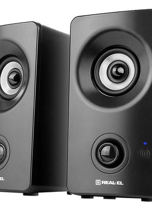 Акустична система real-el s-405 2.0, 8 вт, bluetooth, mini-jack 3.5 мм, живлення через usb, чорна (el121100016)