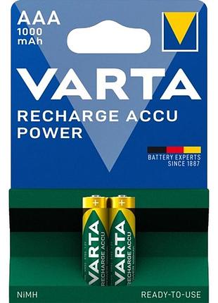 Аккумулятор aaa varta rechargeable accu зеленый 1000 мач ni-mh набор 2 шт многоразовая перезарядка (56703101402)