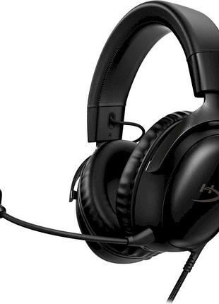 Гарнітура hyperx cloud iii накладна, мікрофон, дротове підключення 3.5 мм / usb-c, 64 ом, dts, чорна