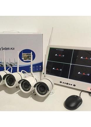 Реєстратор + камери dvr kit lcd 13'' 1304 wifi 4ch набір на 4 камер