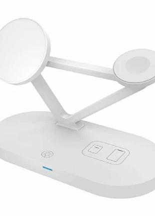 Зарядка qi 3in1 магнітна бездротова jyd-wc126 5-15w док-станція iphone/iwatch/airpods white