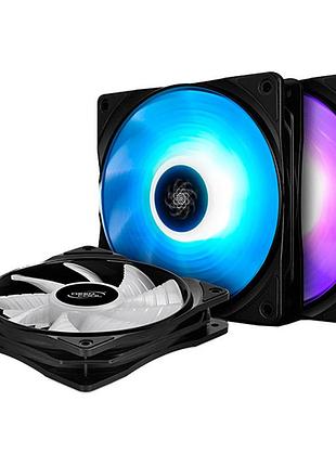 Набір вентиляторів deepcool rf120 3-pack (dp-frgb-rf120-3c), 120×120×25 мм, 500–1500 об/хв, 56.5 cfm, гідродинамічний підшипник