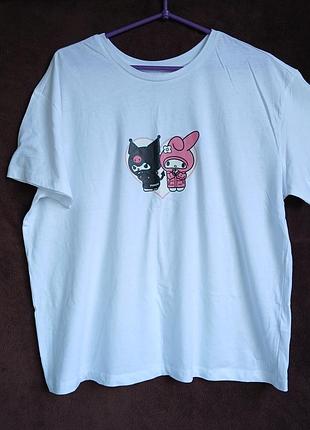 Футболка женская белая, kuromi, l, eur 42-44