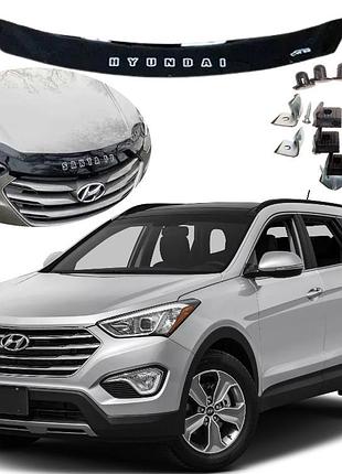 Дефлектор капота на hyundai santa fe 2012-2018 євро кріплення vip тюнінг