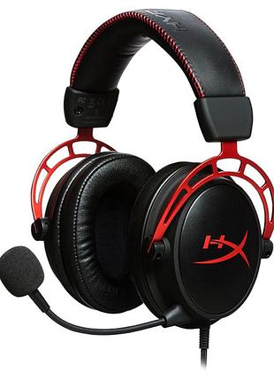 Гарнітура hyperx cloud alpha, дротова, накладна, з мікрофоном, 3.5 мм, 65 ом, чорвоно-чорна