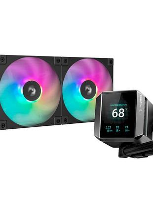Система водяного охолодження deepcool mystique 240, 4-pin, 2×120 мм, lcd, argb (r-lx550-bkadsnc-g-1)