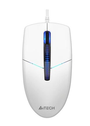 Мышь a4tech n-530 white, ведущая, 1200 dpi, оптическая, 3 кнопки, с led подсветкой