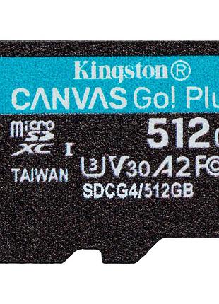 Карта памяти microsdxc kingston canvas go! plus 512 гб пластик чтения до 200 мб/с запись до 90 мб/с (sdcg4/512gbsp)