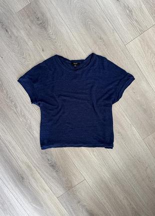 Синя футболка блуза лляна льон льняна massimo dutti s