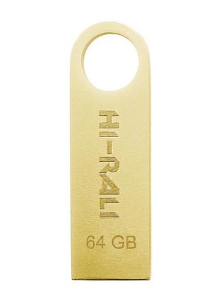 Флеш-накопитель hi-rali shuttle series 64 гб, usb 2.0 type-a, металлический корпус, золотистый