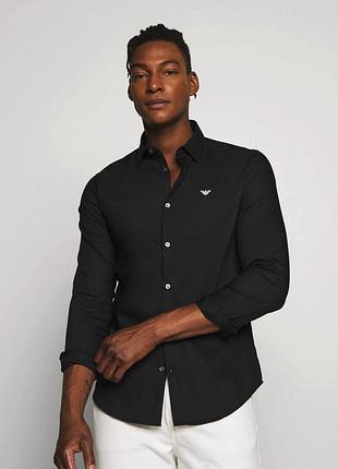 Сорочка слім стрейч чорна 'emporio armani' 44-46р