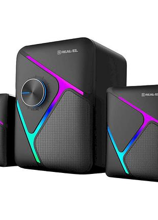 Компьютерная акустика real-el m-320, 2.1, 11 вт, питание от usb, rgb подсветка, черная
