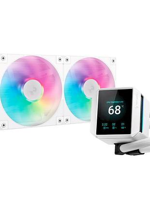 Система водяного охолодження deepcool mystique 240 з двома вентиляторами 4-pin 240 мм lcd argb білий (r-lx240-whdsnmcp-g-1)
