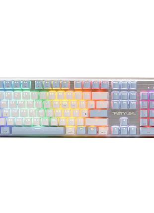Клавіатура дротова a4tech fstyler fs100 icy blue silver з підсвіткою rgb, мембранна клавіатура usb-a для пк та ноутбука