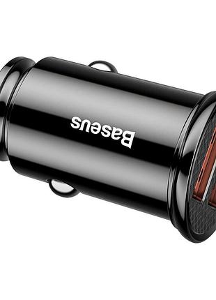 Автомобільний зарядний пристрій baseus ccall-yd01 circular plastic a+c 30вт pd3.0 qc4 usb / usb black