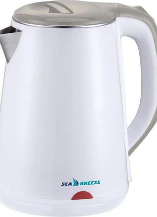 Электрочайник seabreeze sb-010, пластиковый корпус, 1.8 л, 1500 вт, белый