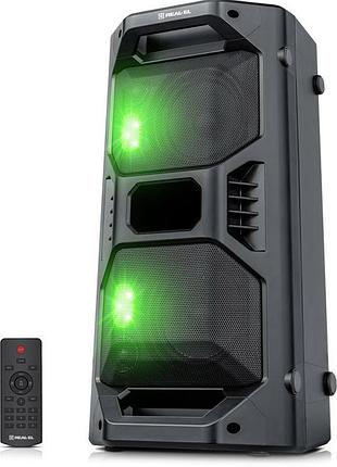 Акустична система real-el x-757, 50 вт, bluetooth, aux (mini-jack 3.5 мм), rgb-підсвітка, чорна (el121600007)